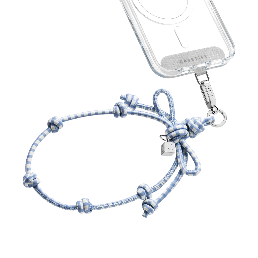 Bow Charm Wristlet - Gingham Blue | Image 1
