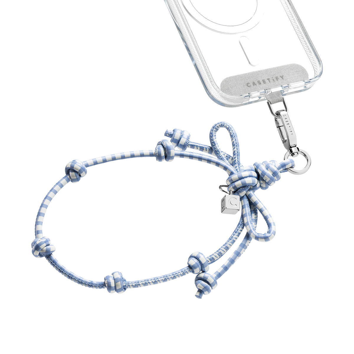 Bow Charm Wristlet - Gingham Blue | Image 1