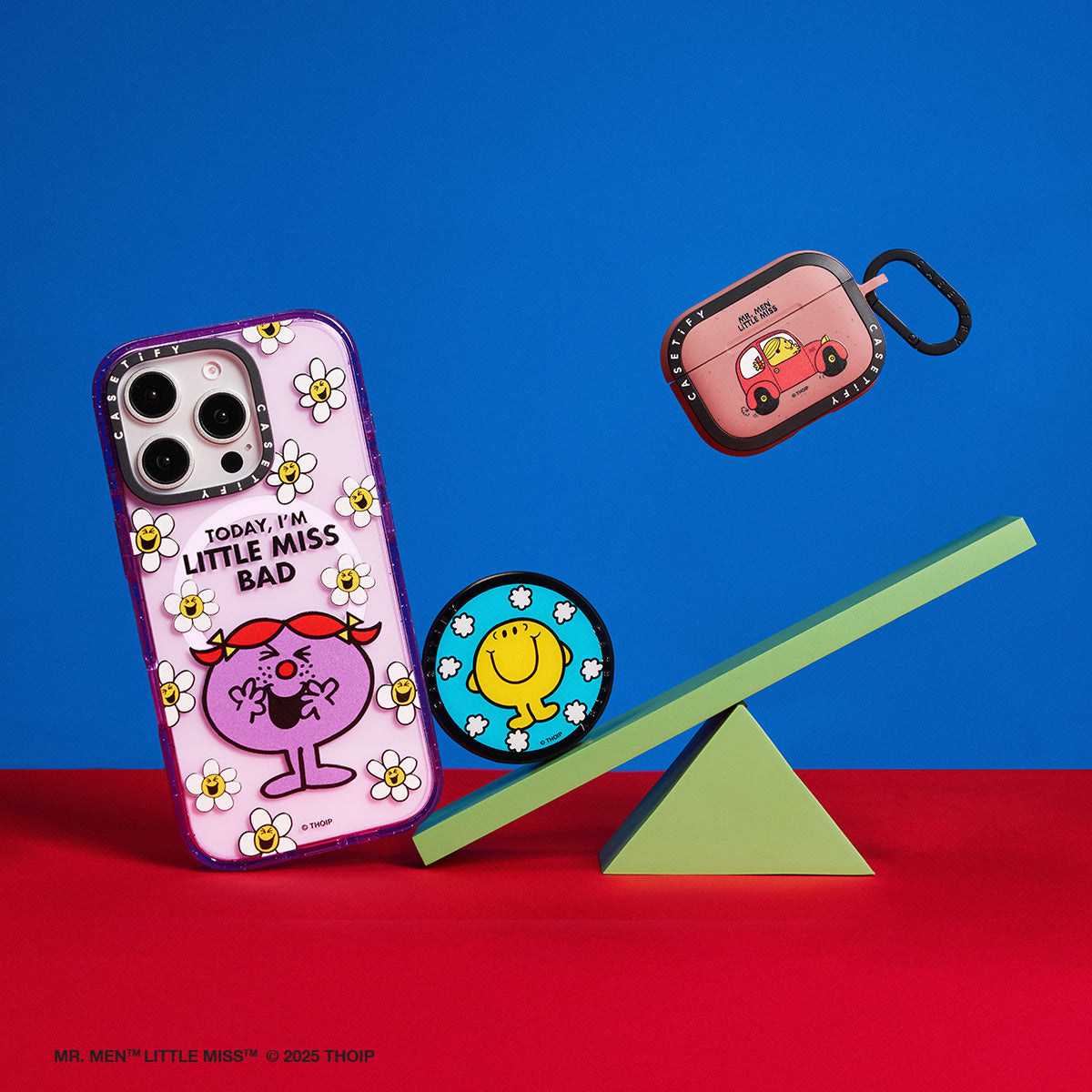 Mr. Men Little Miss It's My Day Special Set - iPhone 16 Pro Max Magsafe Impact Purple + AirPods Pro/Pro 2 Bounce Case + Grip Stand | Image 1