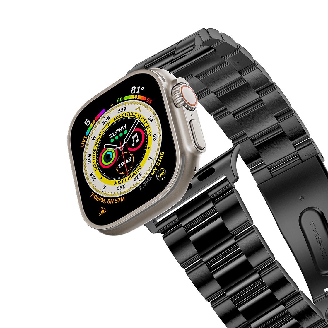Stainless Steel 3-Link Band 45mm (Series 7-9) - Black | Image 1