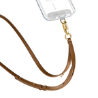 BioVeg Tumbled Cross-body Strap - Tan + Gold D-ring Light Grey Strap Card | Image 1