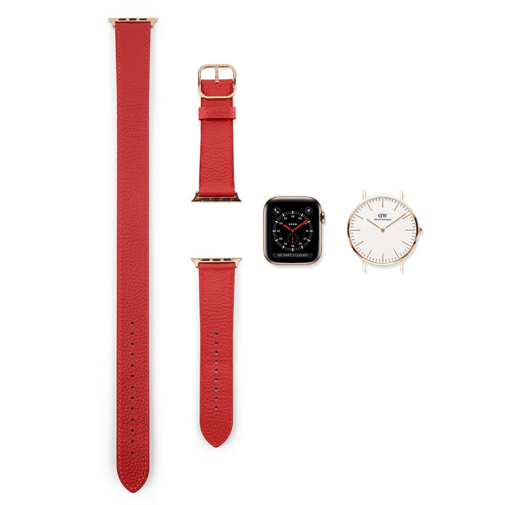 2-in-1 Italian Leather Band 45mm (Series 7-9) - Red