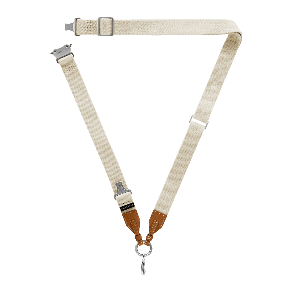 2-in-1 Utility Lanyard with Leather Earbuds - Ecru/tan - AirPods Pro