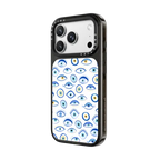 blue all seeing eye summer holiday pattern on clear | iPhone 18 Pro Max / Impact Case MagSafe Compatible - Glossy / Glossy Black | Image 2