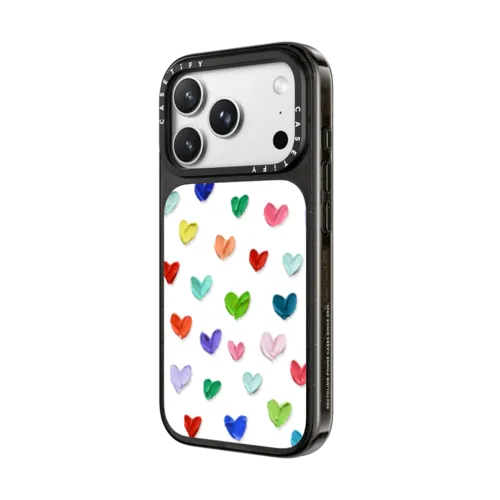 Polka Daub Hearts | iPhone 18 Pro Max / Impact Case MagSafe Compatible - Glossy / Glossy Black | Image 2