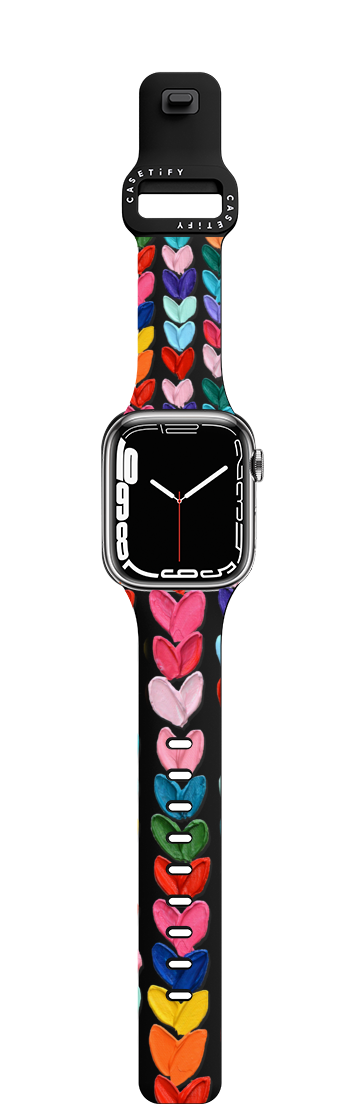 Clear Polka Daub Hearts | Apple Watch Series 7-9 (45mm) / Impact Band / Black | Image 1