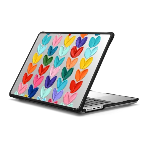 Clear Polka Daubs Hearts | MacBook Pro 14-inch (M1 - M5) / MacBook Impact Case / Black | Image 1