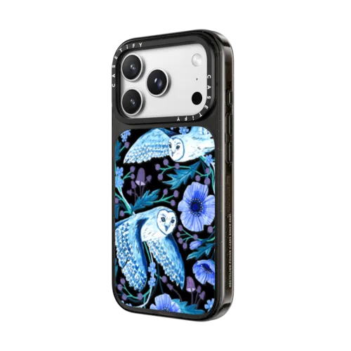 Floral Owls by Papio Press | iPhone 18 Pro Max / Impact Case MagSafe Compatible - Glossy / Glossy Black | Image 2
