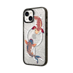 koi fish Japanese tattoo style transparent pattern | iPhone 14 Plus / Impact Case MagSafe Compatible / Black | Image 2