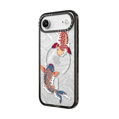 koi fish Japanese tattoo style transparent pattern | iPhone Air / Impact Case MagSafe Compatible / Black | Image 2