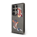 koi fish Japanese tattoo style transparent pattern | Galaxy S24 Ultra / Impact Case / Black | Image 2