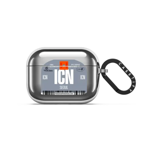 Airport Luggage Tag - Issue 2 - ICN | AirPods Pro 3 / Earbuds Mirror Case / Silver | Image 1