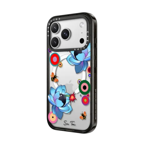 BLUE FLOWER BOMB IPHONE CASE BY SUE TSAI | iPhone 17 Pro Max / Impact Case MagSafe Compatible / Black | Image 2