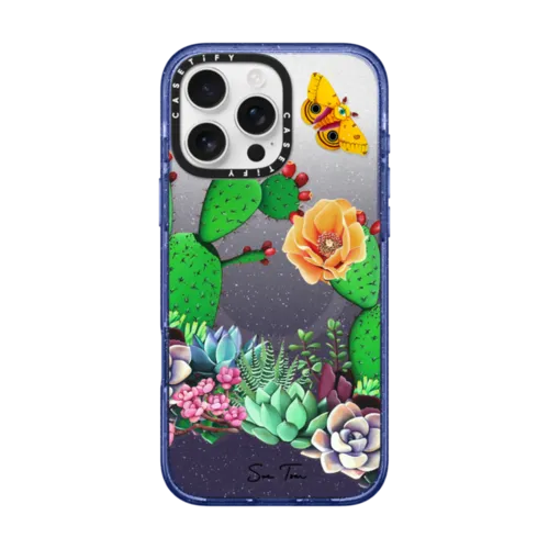 BLOOMED IPHONE CASE BY SUE TSAI | iPhone 16 Pro Max / Impact Case MagSafe Compatible / Glitter Indigo | Image 1