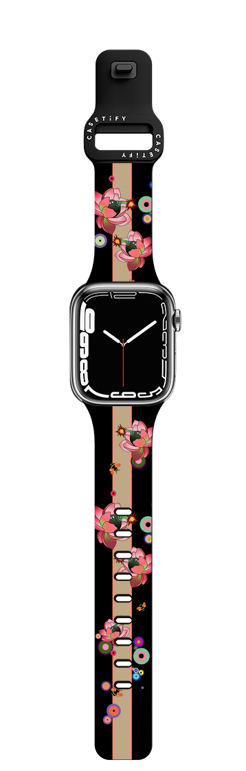 FLOWER TIME BOMB BLACK APPLE WATCH BAND BY SUE TSAI | Apple Watch Series 7-9 (45mm) / Impact Band / Black | Image 1