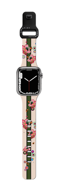 FLOWER TIME BOMB CREAM APPLE WATCH BAND BY SUE TSAI | Apple Watch Series 7-9 (45mm) / Impact Band / Black | Image 1