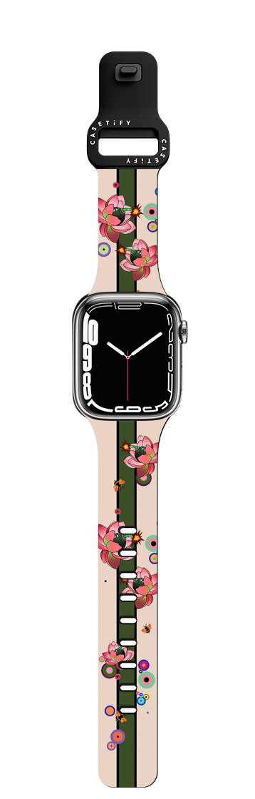 FLOWER TIME BOMB CREAM APPLE WATCH BAND BY SUE TSAI | Apple Watch Series 7-9 (45mm) / Impact Band / Black | Image 1