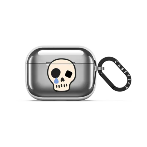 SKULL BULB AIRPODS CASE BY SUE TSAI | AirPods Pro 3 / Earbuds Mirror Case / Silver | Image 1