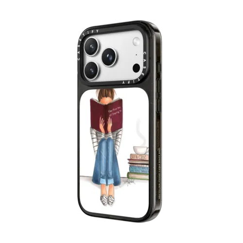 Girl Reading a Book (The Fine Art of Staying In) | iPhone 18 Pro Max / Impact Case MagSafe Compatible - Glossy / Glossy Black | Image 2