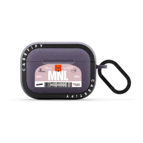 Airport Luggage Tag - Issue 2 - MNL | AirPods Pro 2 / Earbuds Bounce Case / Matte Deep Purple | Image 1