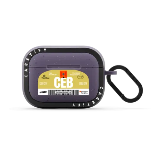 Airport Luggage Tag - Issue 2 - CEB | AirPods Pro 2 / Earbuds Bounce Case / Matte Deep Purple | Image 1