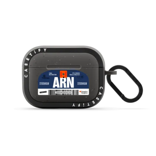 Airport Luggage Tag - Issue 2 - ARN | AirPods Pro 2 / Earbuds Bounce Case / Matte Charcoal | Image 1