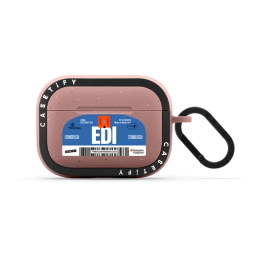 Airport Luggage Tag - Issue 2 - EDI | AirPods Pro 2 / Earbuds Bounce Case / Matte Dusty Rose | Image 1