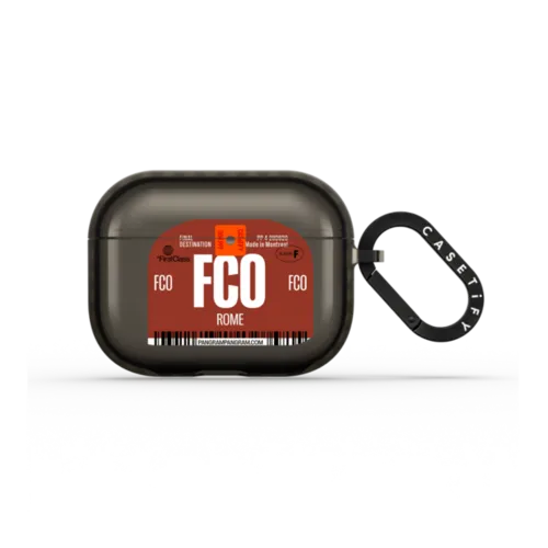 Airport Luggage Tag - Issue 2 - FCO | AirPods Pro 3 / Earbuds Impact Case / Black | Image 1