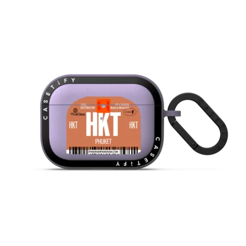 Airport Luggage Tag - Issue 2 - HKT | AirPods Pro 3 / Earbuds Bounce Case / Matte Lavender | Image 1