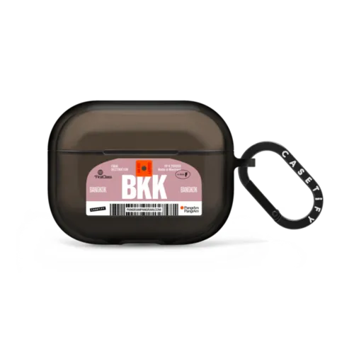 Airport Luggage Tag - Issue 2 - BKK | AirPods Pro 2 / Earbuds Impact Case / Black | Image 1