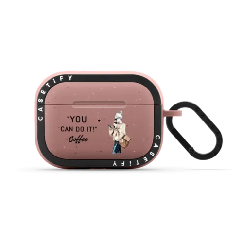 Girl and coffee | AirPods Pro 2 / Earbuds Bounce Case / Matte Dusty Rose | Image 1