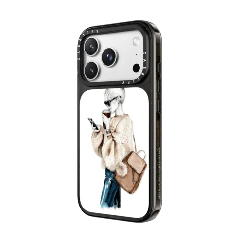 Girl and coffee | iPhone 18 Pro / Impact Case MagSafe Compatible - Glossy / Glossy Black | Image 2