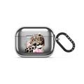 Leopard with peonies | AirPods Pro 3 / Earbuds Mirror Case / Silver | Image 1