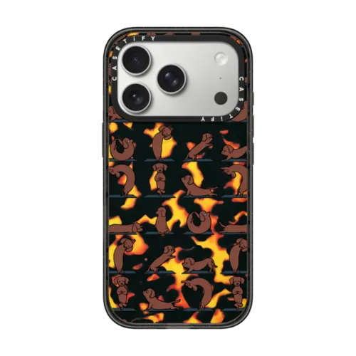 Dachshund Yoga | iPhone 17 Pro / Impact Case MagSafe Compatible / Tortoiseshell | Image 1