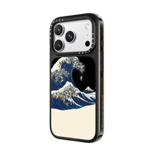 The Great Wave of Pugs | iPhone 18 Pro Max / Impact Case MagSafe Compatible - Glossy / Glossy Black | Image 2