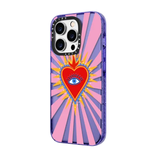 pink flaming heart | iPhone 14 Pro / Impact Case / Peri Purple | Image 2