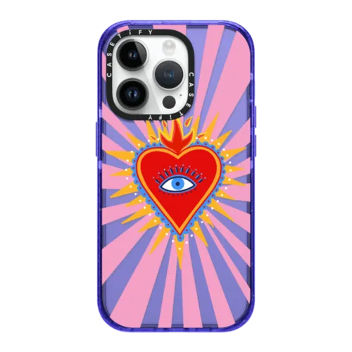 pink flaming heart | iPhone 14 Pro / Impact Case / Peri Purple | Image 1