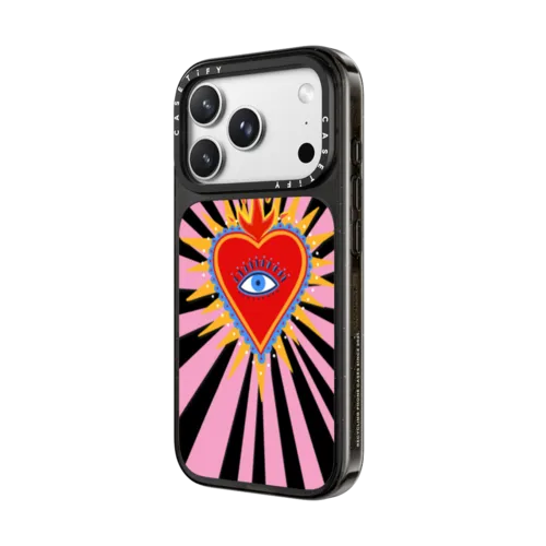 pink flaming heart | iPhone 18 Pro Max / Impact Case MagSafe Compatible - Glossy / Glossy Black | Image 2