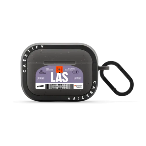 Airport Luggage Tag - Issue 2 - LAS | AirPods Pro 2 / Earbuds Bounce Case / Matte Charcoal | Image 1