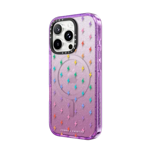 Electric Rainbow | iPhone 16 Pro Max / Impact Case MagSafe Compatible / Glitter Purple | Image 2