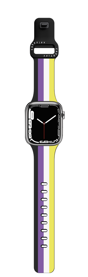 Non-Binary Flag | Apple Watch Series 7-9 (45mm) / Impact Band / Black | Image 1