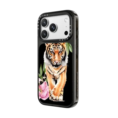 Tiger and peonies | iPhone 18 Pro Max / Impact Case MagSafe Compatible - Glossy / Glossy Black | Image 2