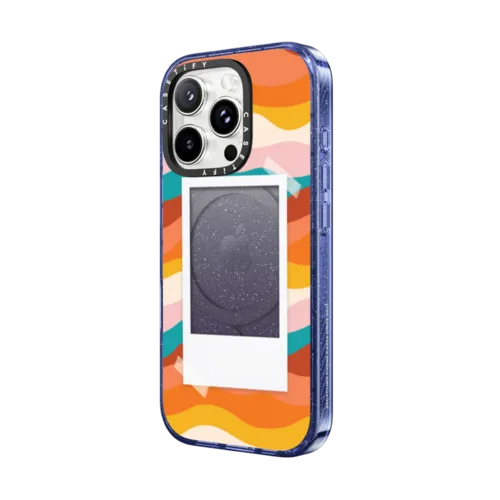 Warm Waves with Polaroid Opening by Oh So Graceful | iPhone 16 Pro Max / Impact Case MagSafe Compatible / Glitter Indigo | Image 2