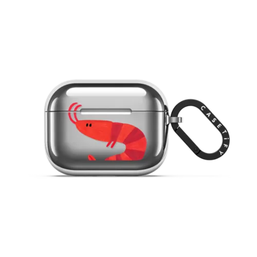 SHRIMP by Daria Solak Illustrations | AirPods Pro 3 / Earbuds Mirror Case / Silver | Image 1