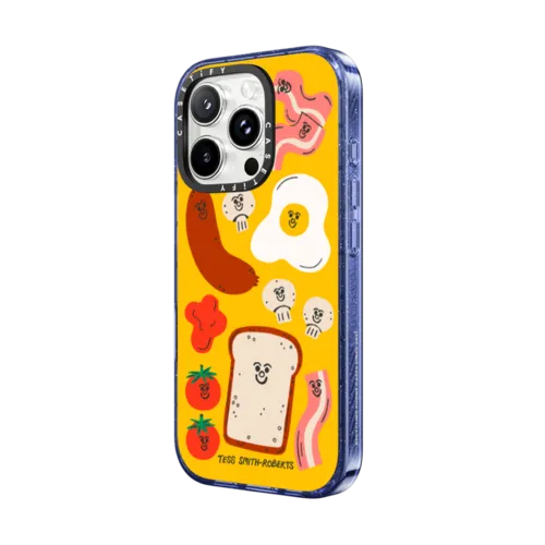 Breakfast iPhone Case by Tess Smith-Roberts | iPhone 16 Pro Max / Impact Case MagSafe Compatible / Glitter Indigo | Image 2