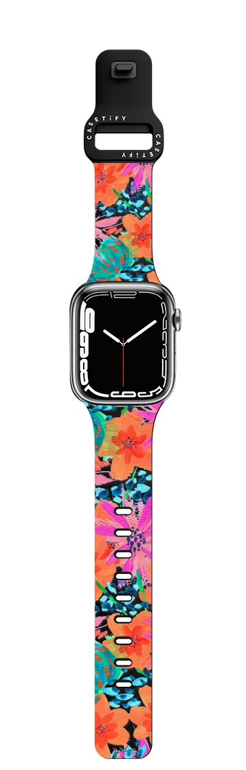 Painted Flowers by EttaVee | Apple Watch Series 7-9 (45mm) / Impact Band / Black | Image 1
