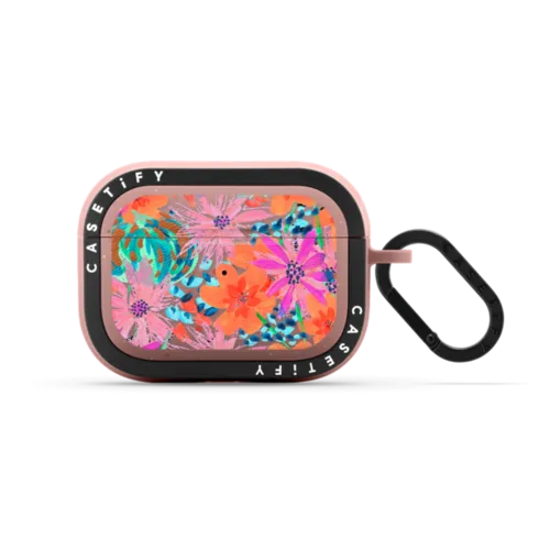 Painted Flowers by EttaVee | AirPods Pro 2 / Earbuds Bounce Case / Matte Dusty Rose | Image 1