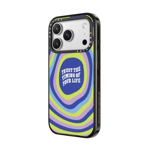 Trust the Timing Phone Case by Quotes by Christie | iPhone 17 Pro Max / Impact Case MagSafe Compatible / Black | Image 2