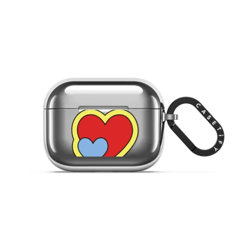 Hearts AirPods Case by Quotes by Christie | AirPods Pro 3 / Earbuds Mirror Case / Silver | Image 1