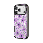 sixties retro violet floral on clear background | iPhone 17 Pro Max / Impact Case MagSafe Compatible / Black | Image 2